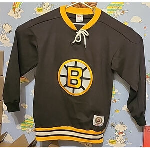 Vintage NHL Boston Bruins Black CCM Maska Sweater Jersey Made In Canada Size M